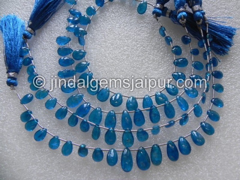 Neon Blue Apatite Plain Pear Beads